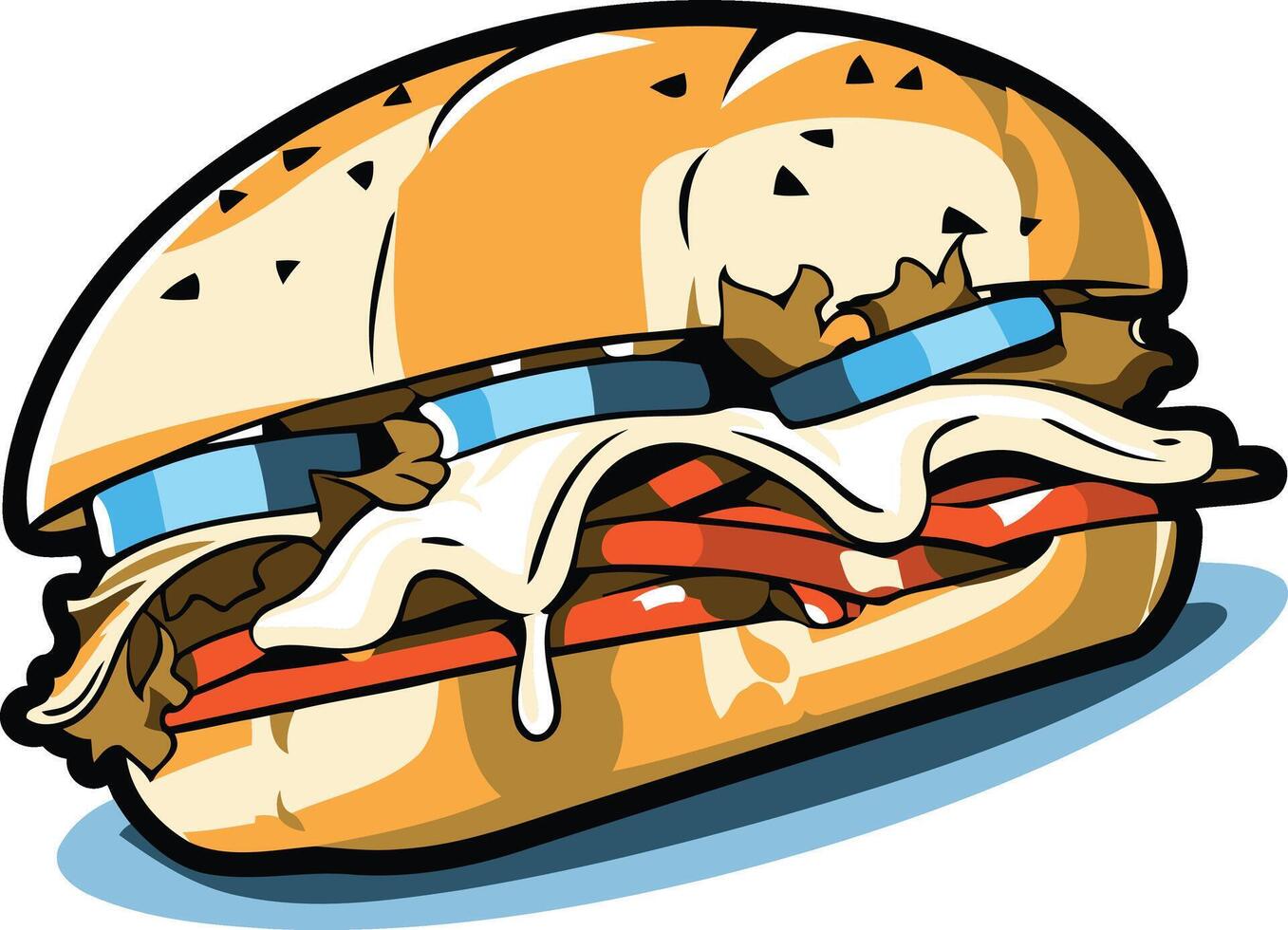 A Delicious and Juicy Burger with Toppings vector
