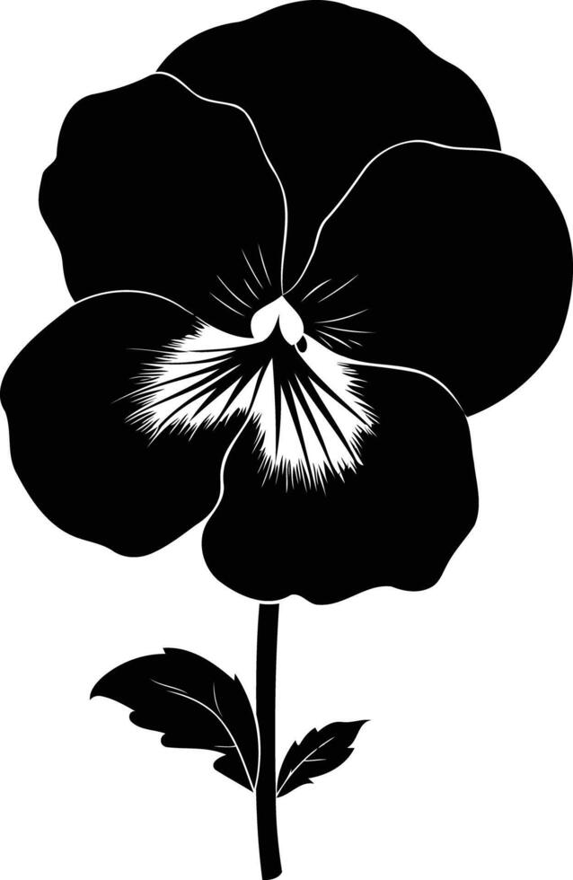 Elegant black and white silhouette of a pansy flower vector