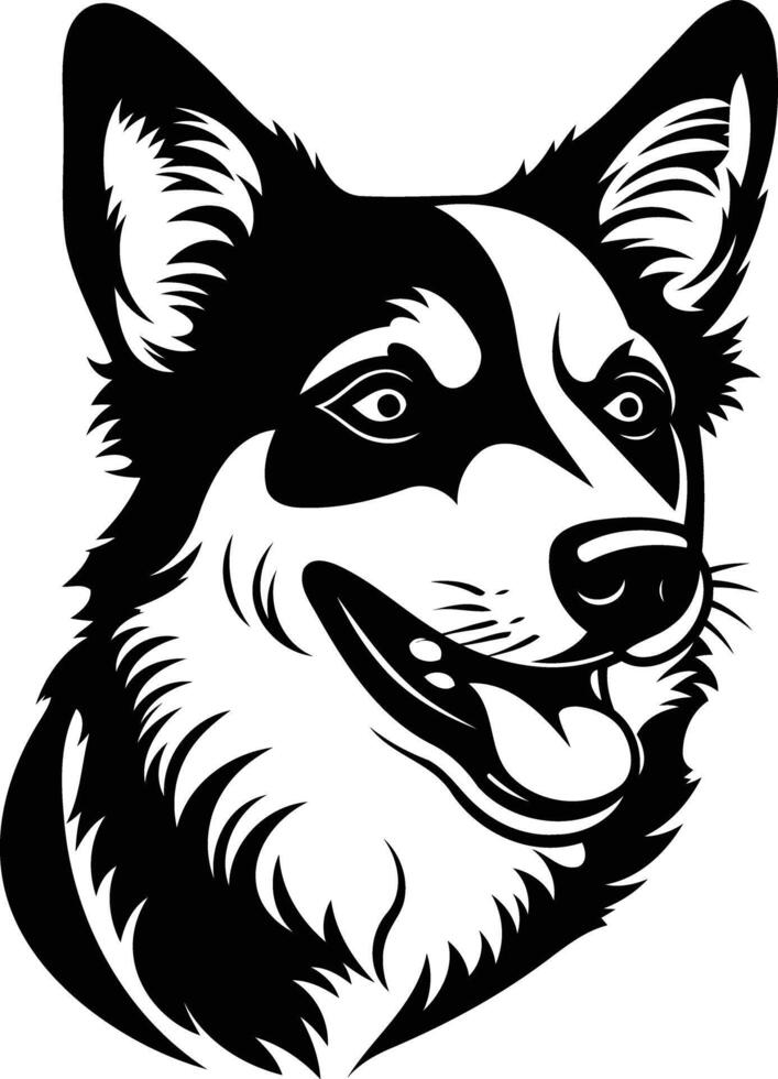 Black and white element illustration of a dog's head in a classic, stylized design vector
