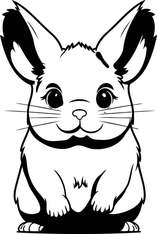 Cute cartoon chinchilla in a black and white line drawing style vector