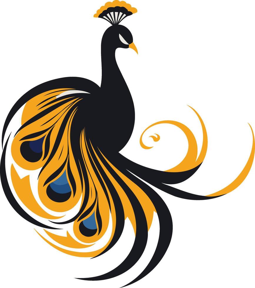 Black and Gold Peacock Design vector