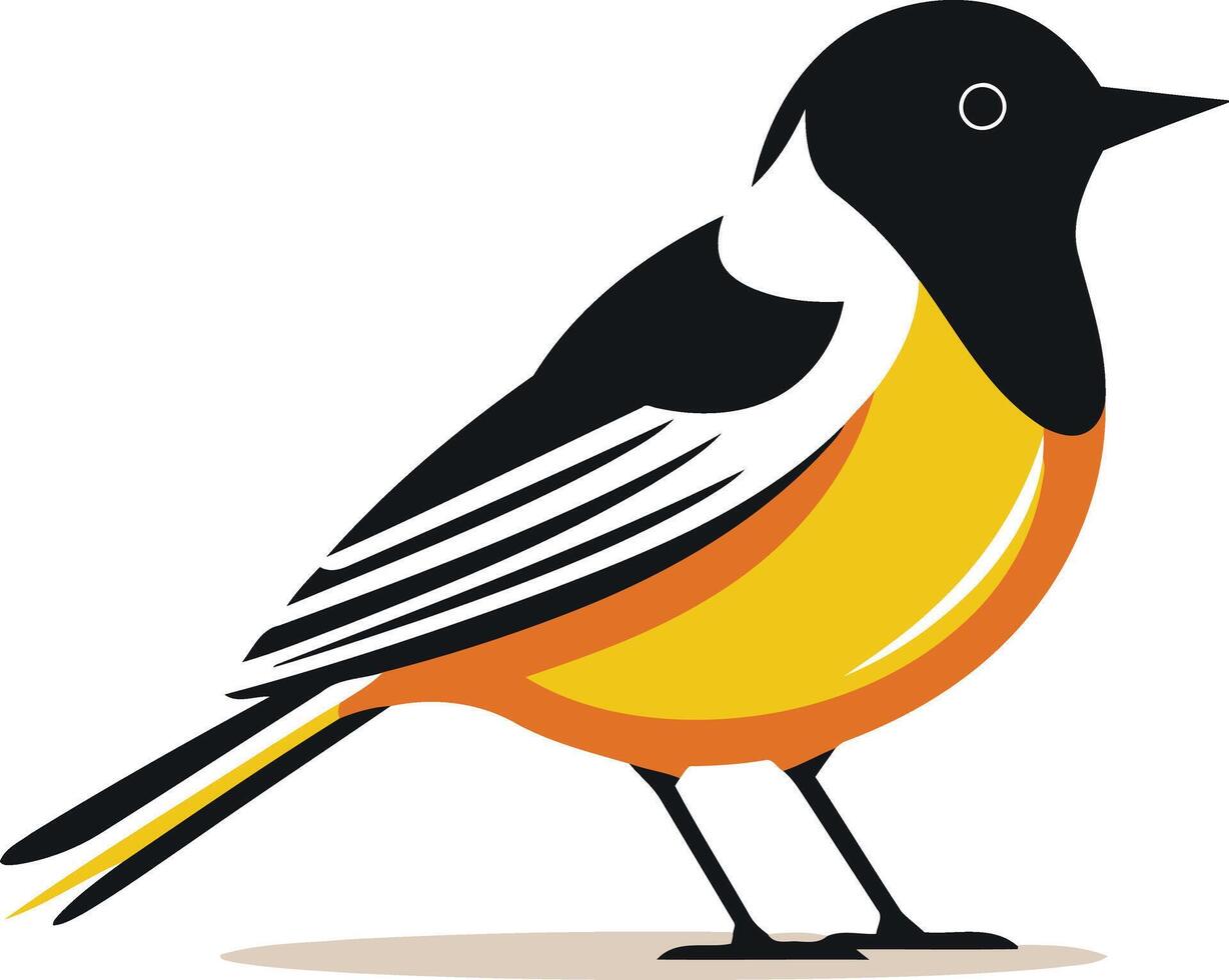 Stylized Illustration of a Bird with Black, White and Yellow Colors vector