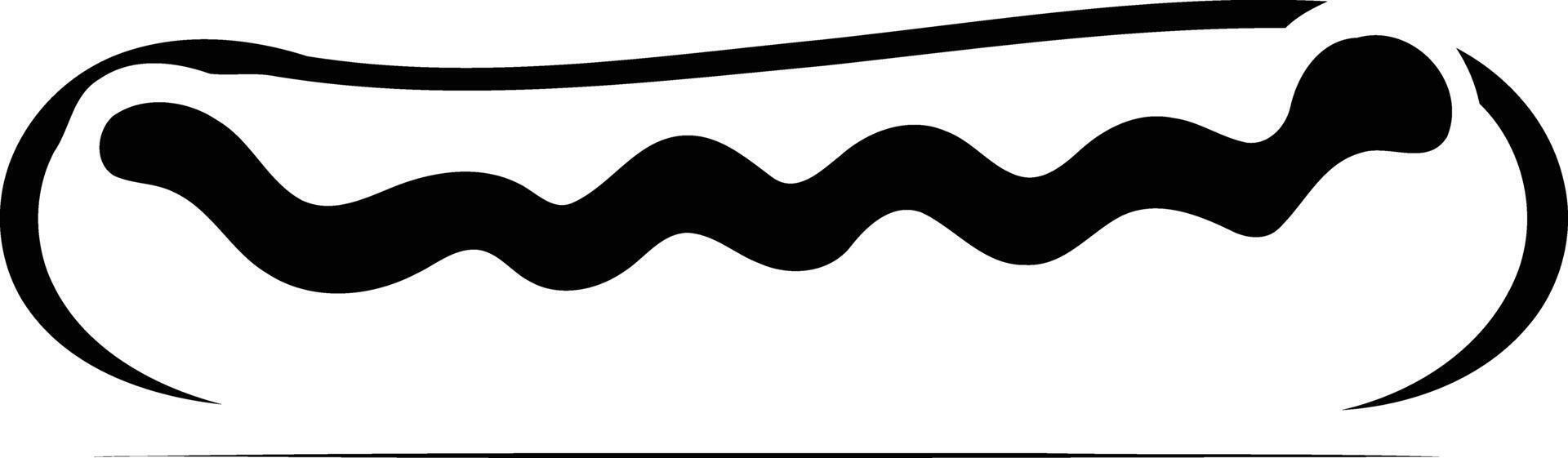 A simple, black and white silhouette of a hot dog vector