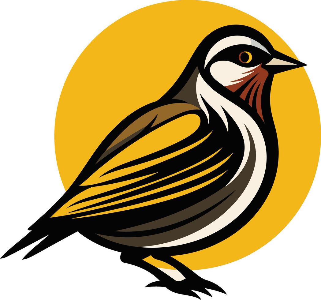 Bird Illustration on a Yellow Background vector