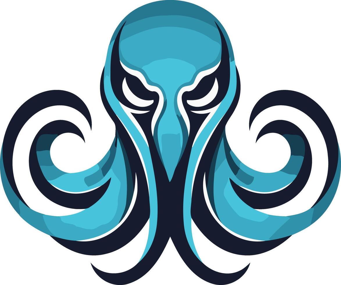 Stylized Blue Octopus Logo Design vector