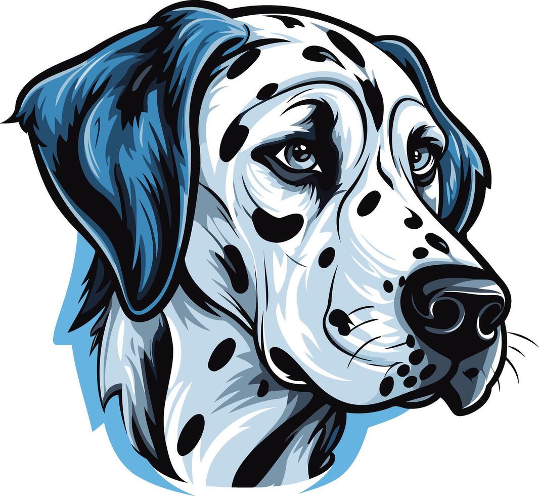 Dalmatian Dog Portrait in Blue Tones vector