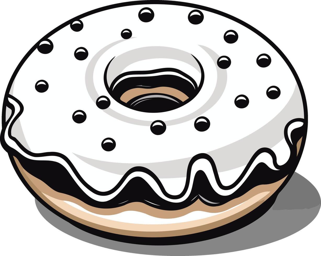 A Deliciously Drawn White Glazed Donut with Sprinkles vector