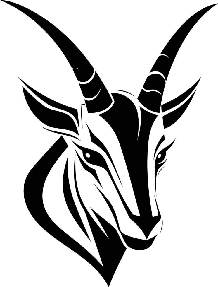 Stylized black and white tattoo design of a goat's head vector