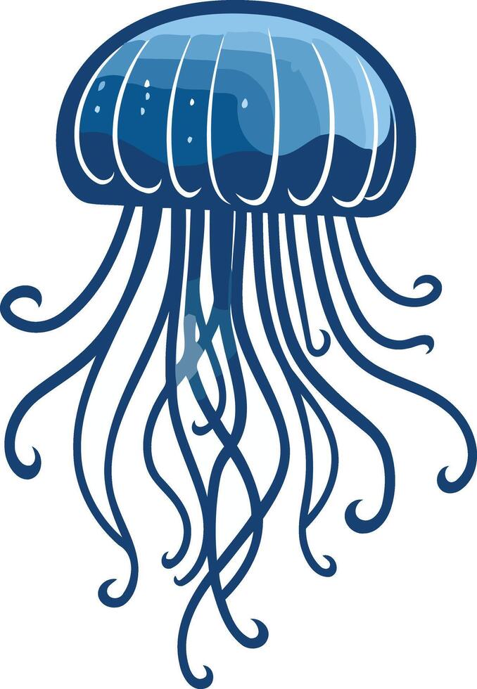 Blue Jellyfish with Swirling Tentacles vector