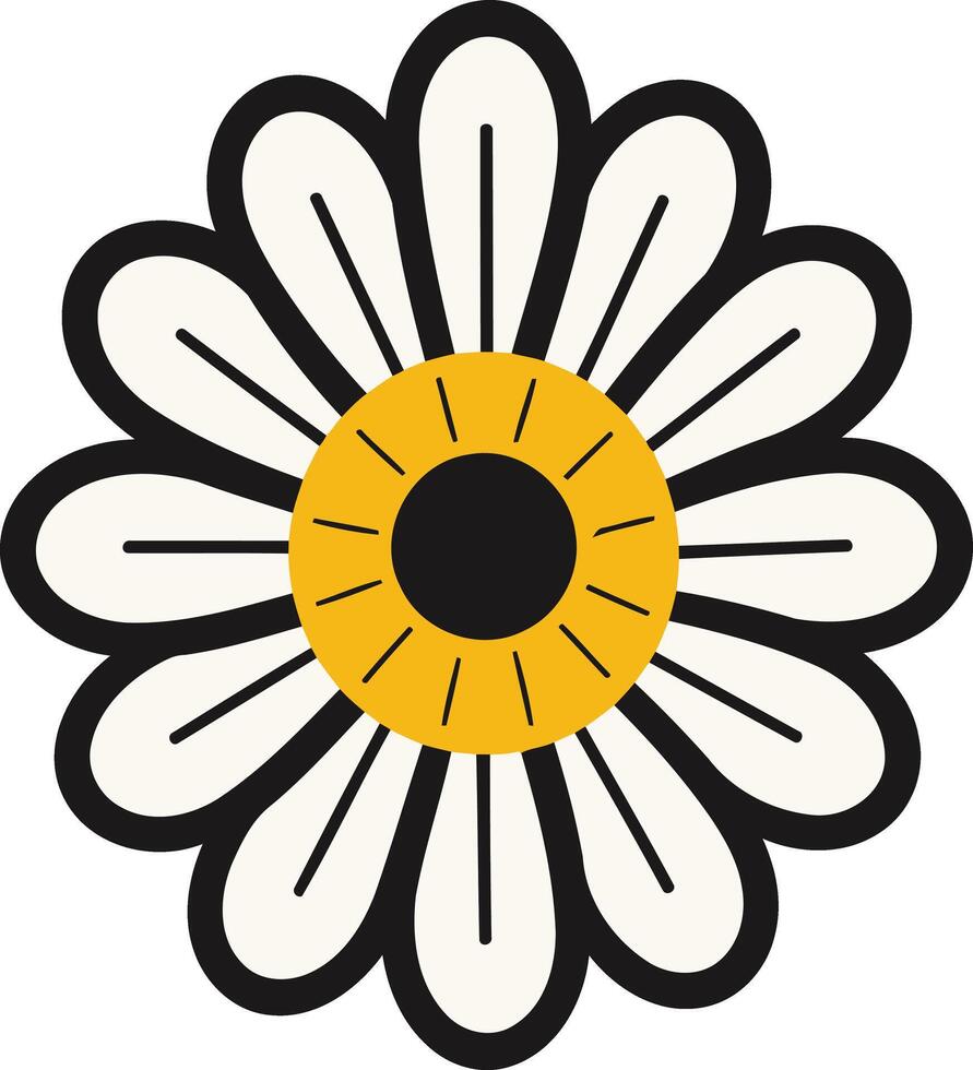 Daisy Flower Illustration with Bold Outline vector