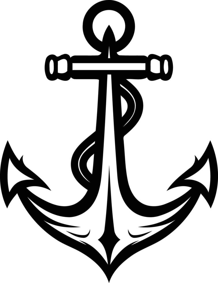 A bold, black and white anchor illustration, perfect for nautical branding, apparel, and web design vector