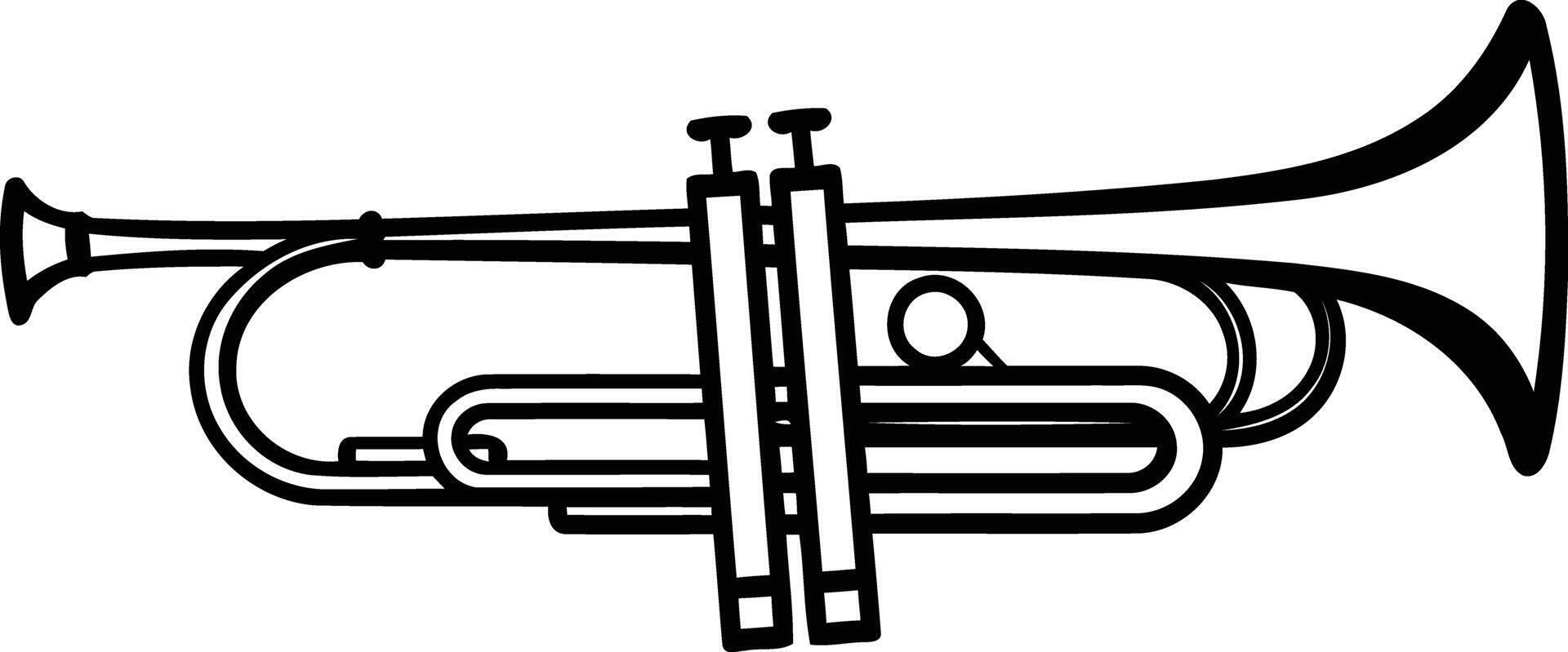 Black and white illustration of a trumpet vector