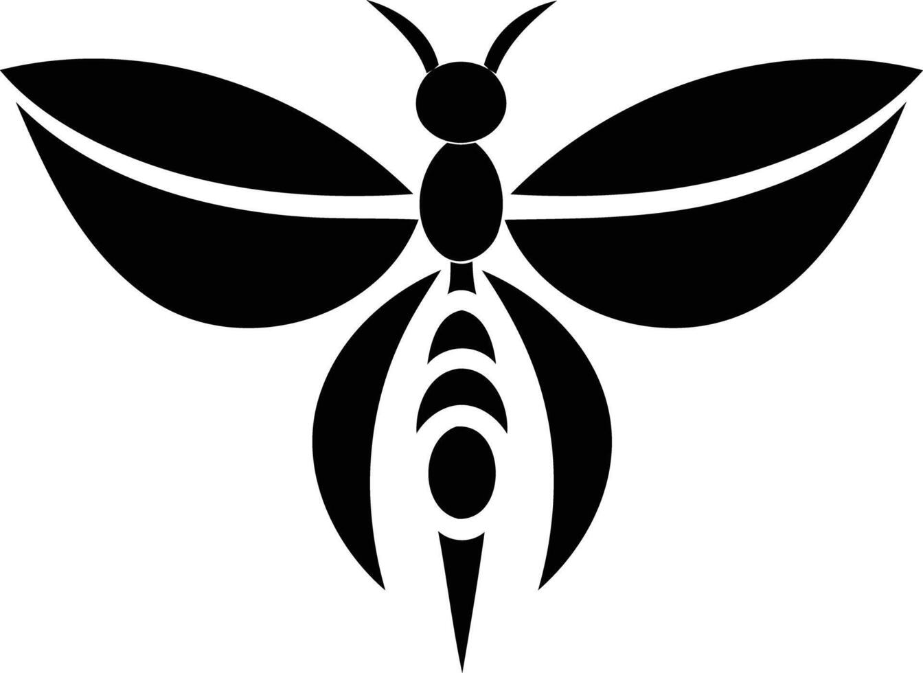 Simple yet striking black and white silhouette of a butterfly, perfect for logos, branding, or decorative design projects vector