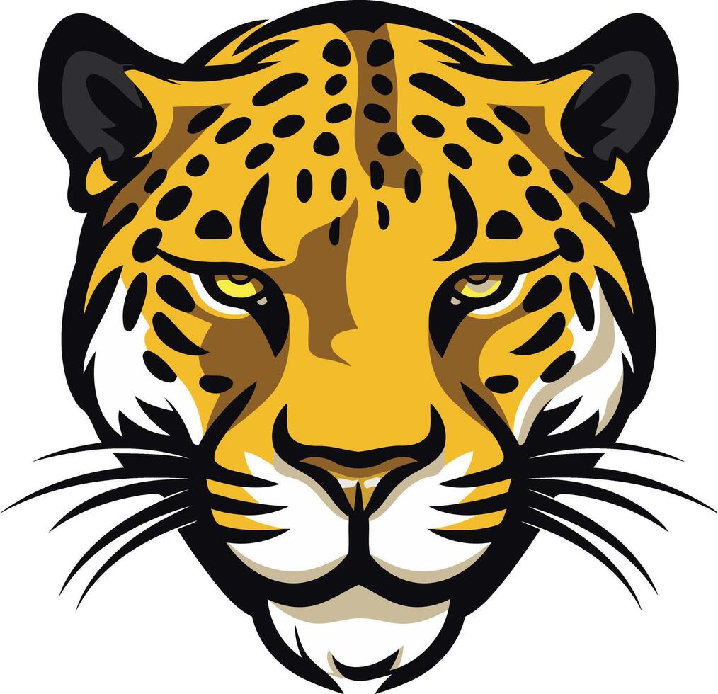 Fierce Leopard Head with Yellow Eyes vector