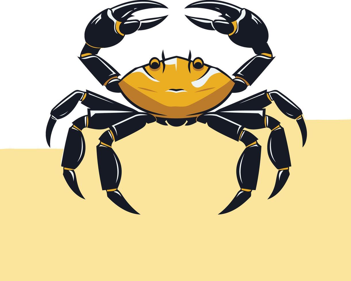 Crab Illustration with Claws Up vector
