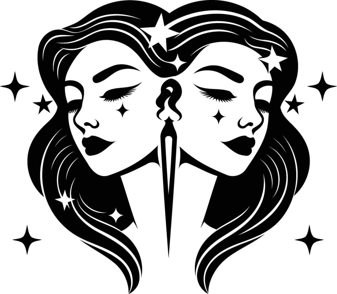 Two Sisters with Knife A Modern Illustration vector