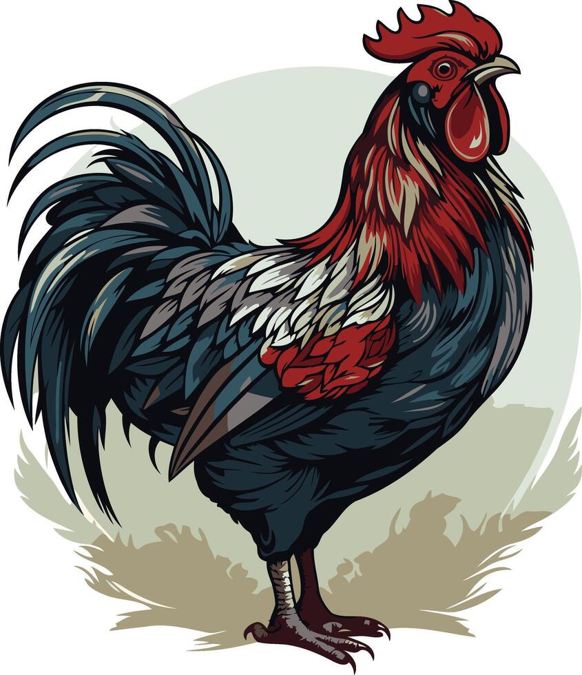 Rooster Illustration in Colorful Style vector