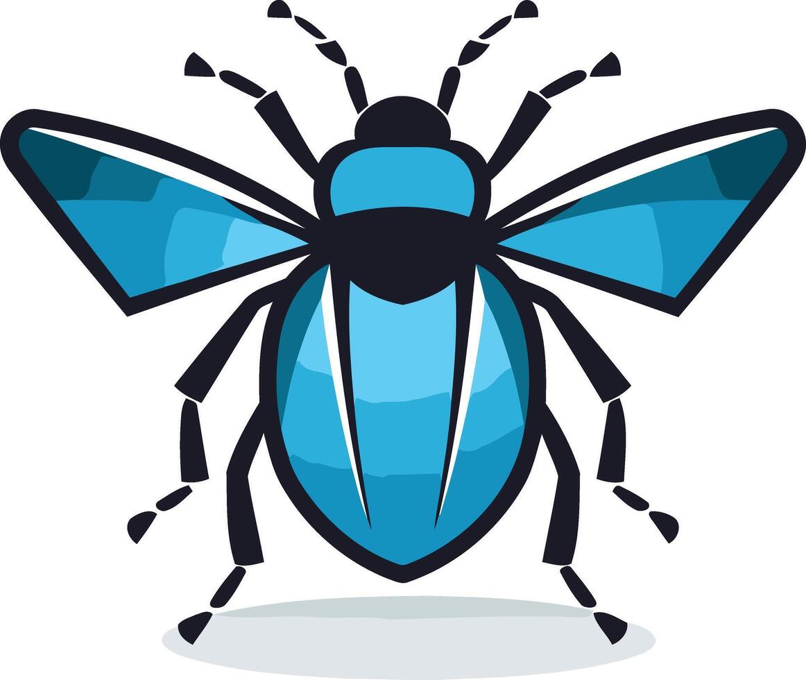 Blue Bug Illustration with Wings vector