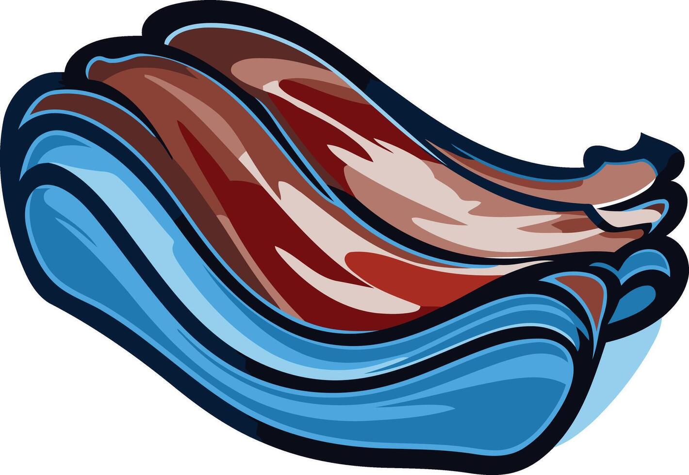 Abstract illustration of ribs on a blue background vector