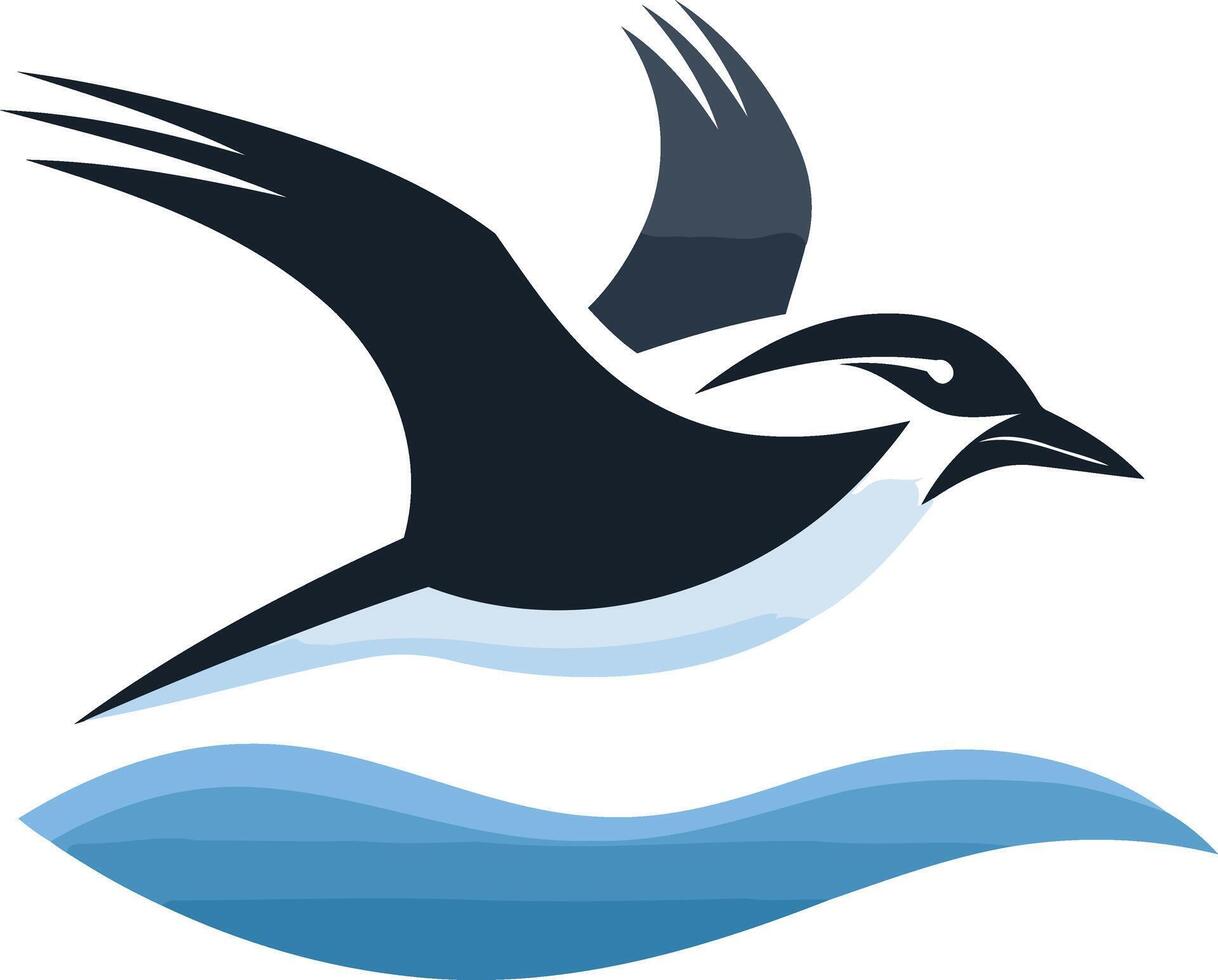 Bird Flying Over Blue Water vector
