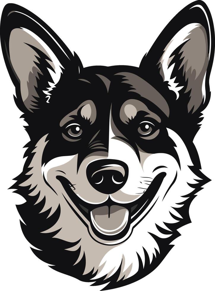 Smiling Black and White Dog Portrait vector