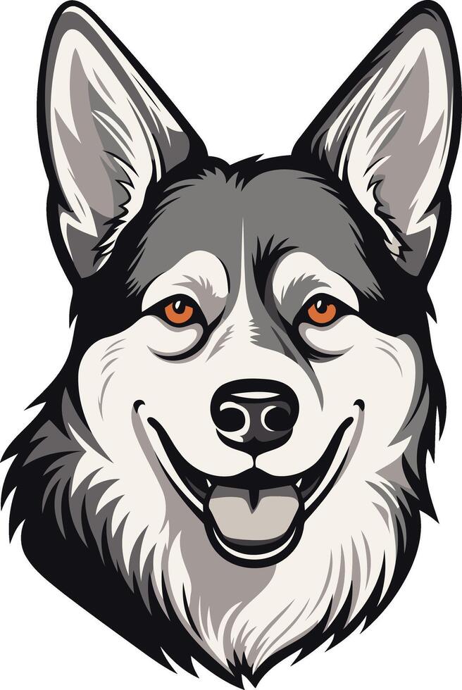 Portrait of a Smiling Husky Dog vector