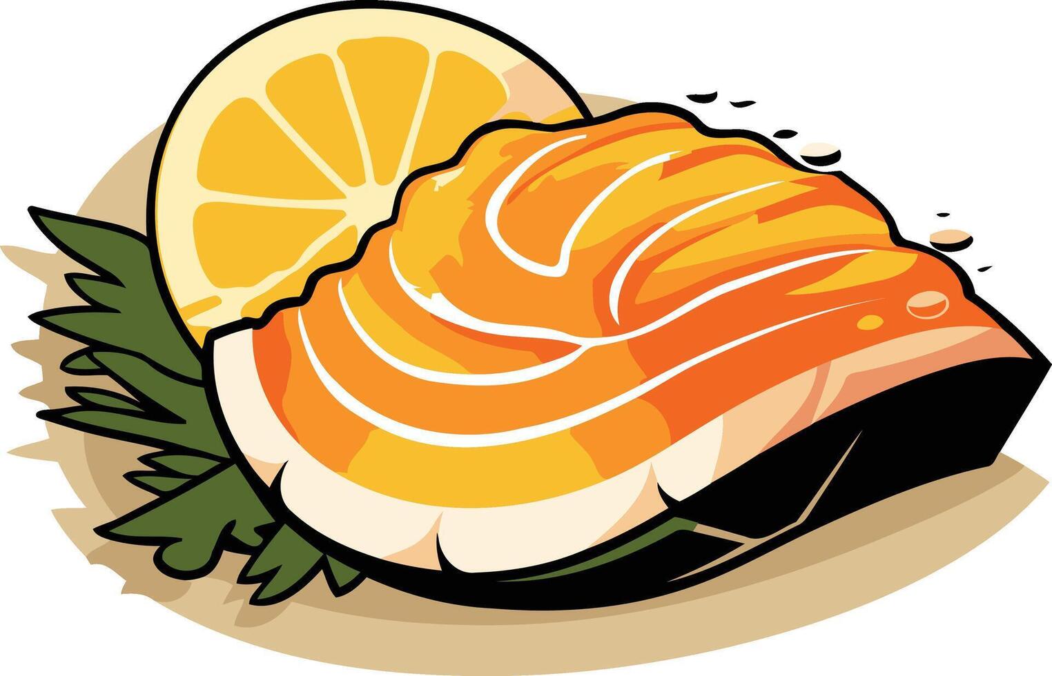 Seared Salmon with Lemon Slice vector