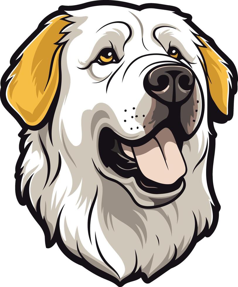 Portrait of a Smiling Great Pyrenees vector