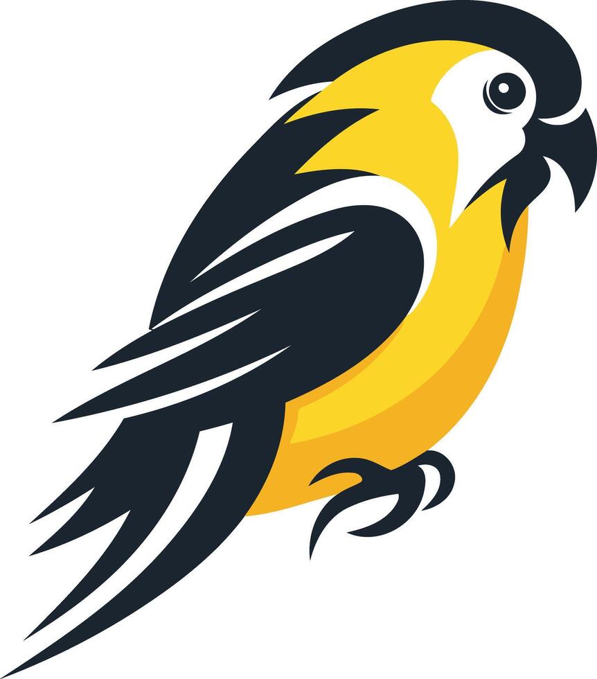 Yellow Bird with Black Wings vector