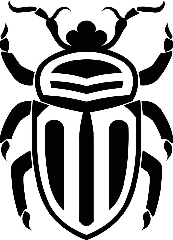 A bold black and white illustration of a stylized beetle, perfect for tattoo designs or branding vector