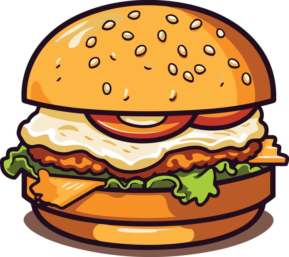 Cartoon Illustration of a Delicious Burger vector