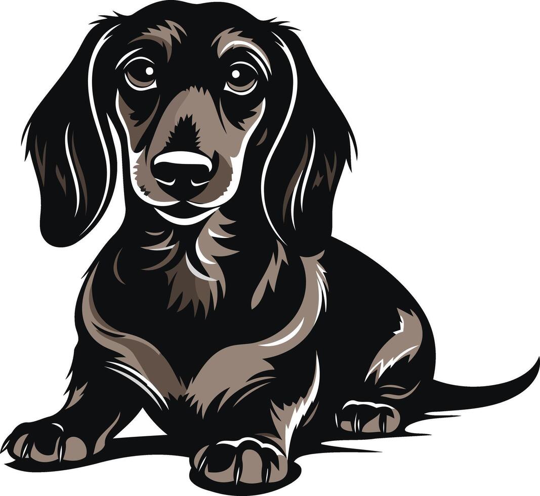 Black and Brown Dachshund vector