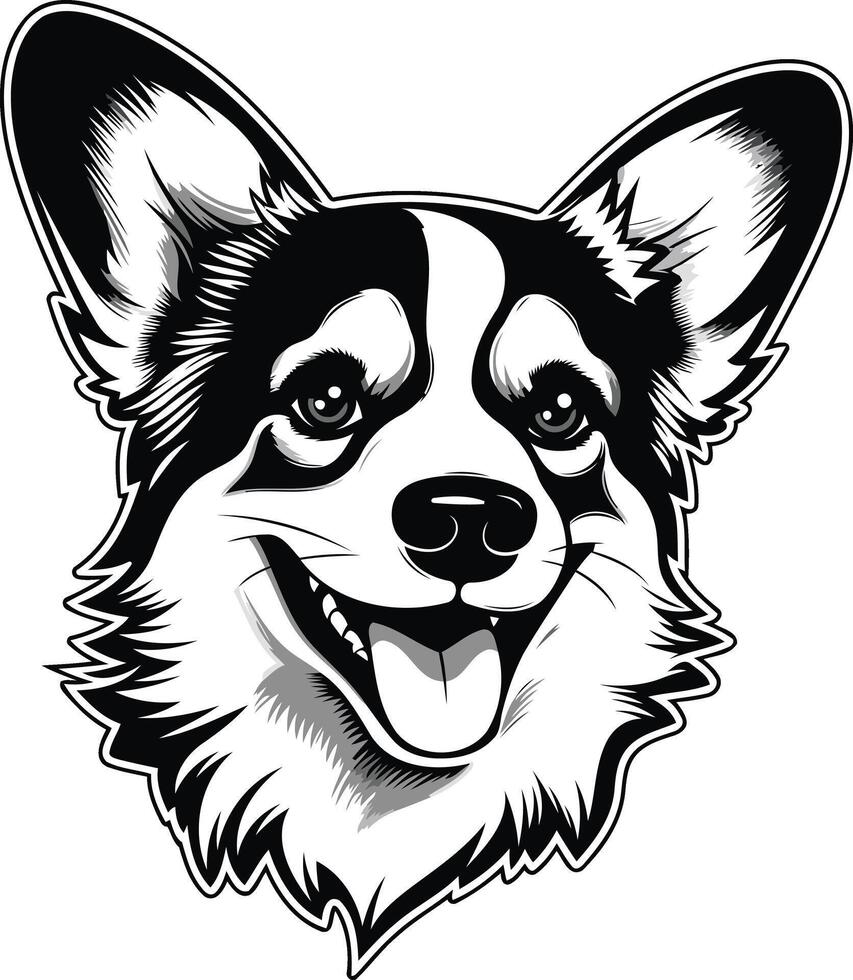 Smiling Corgi Dog Head Illustration vector