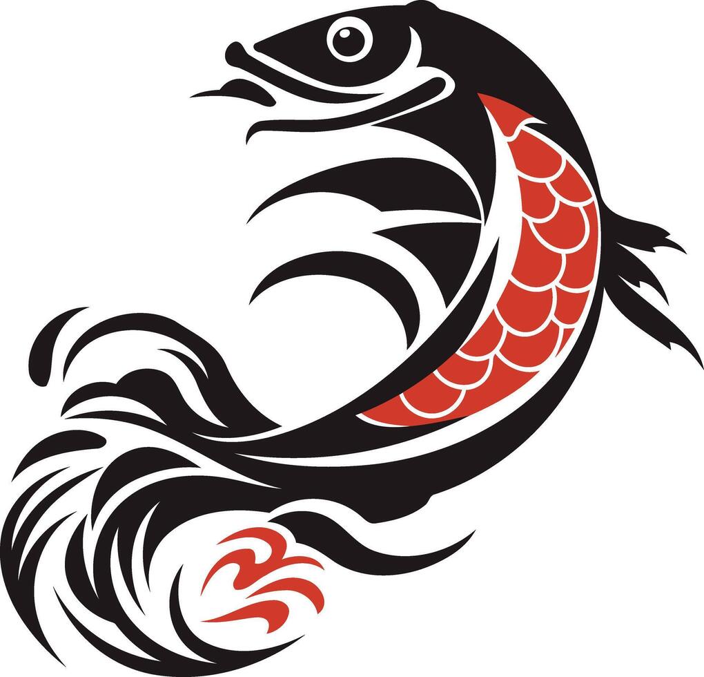 Stylized Black and Red Fish Design vector