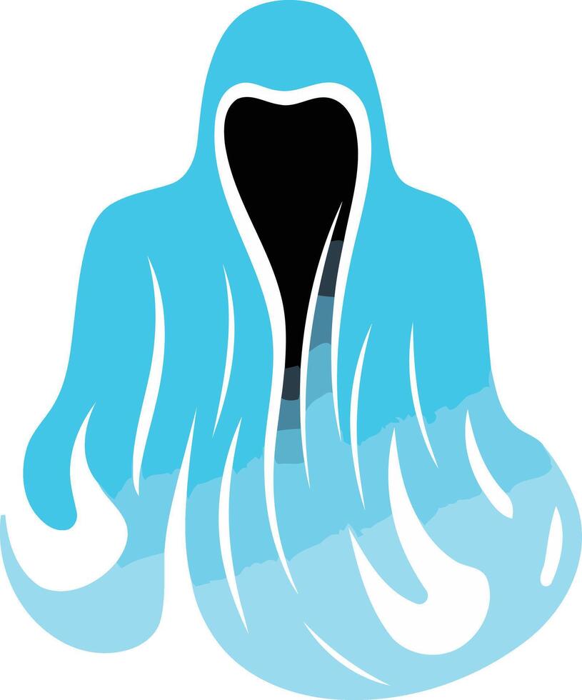 Abstract Illustration of a Person in a Blue Hooded Cloak vector