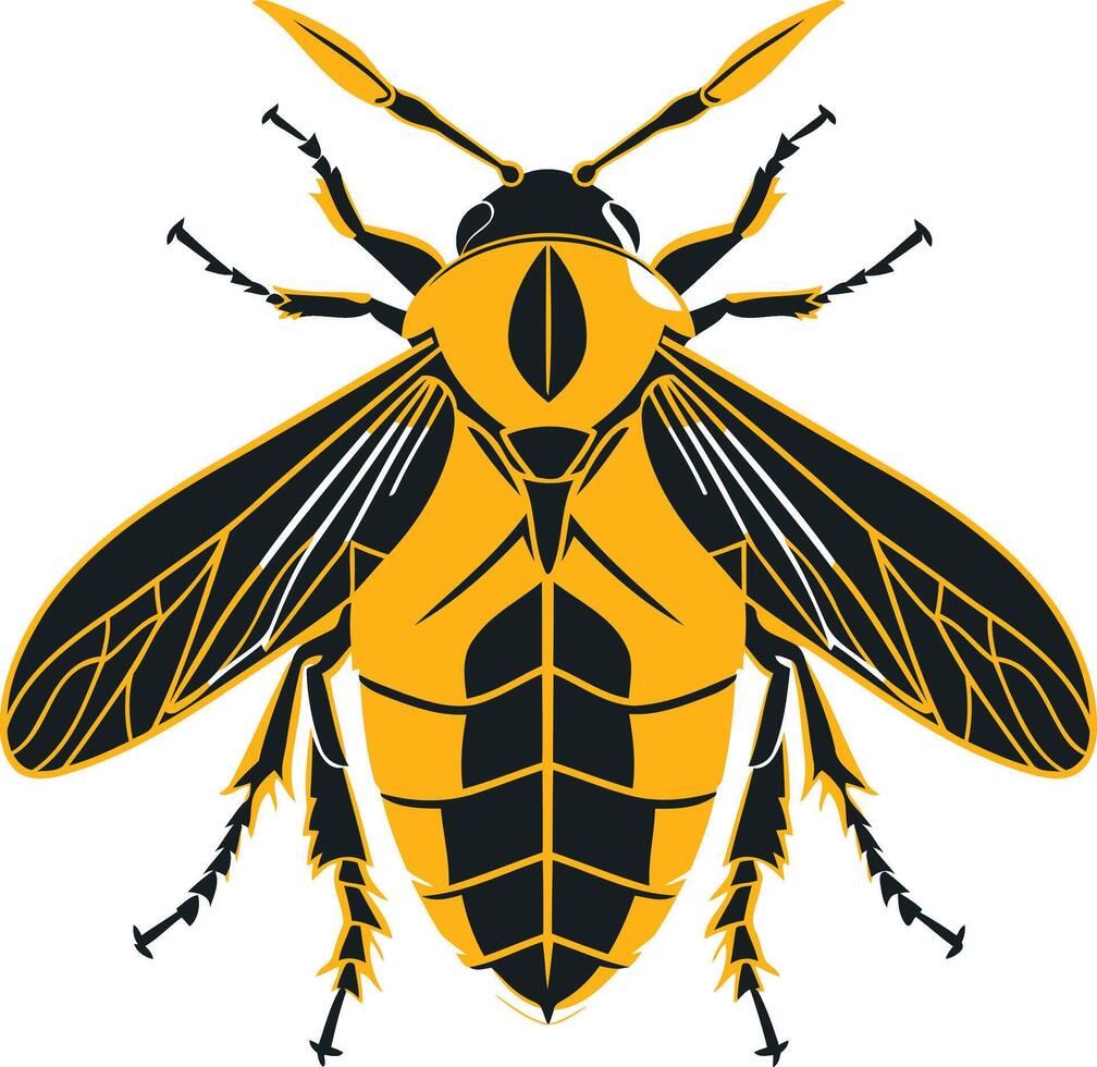 Stylized Illustration of a Yellow and Black Bee vector