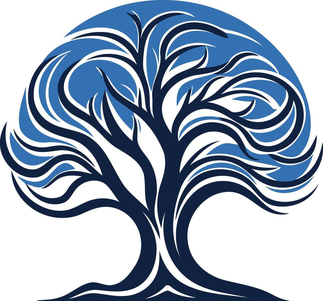 Stylized Blue Tree Illustration vector