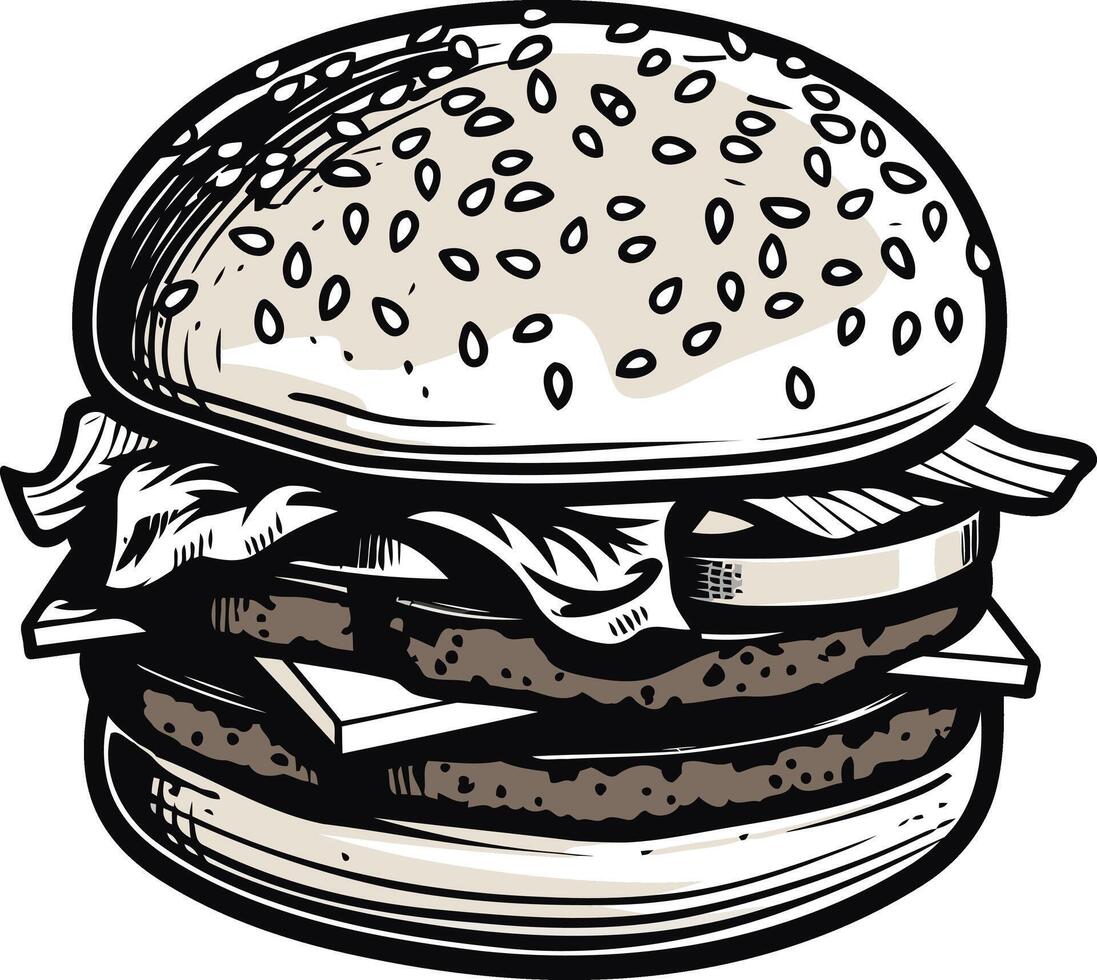 Delicious Hand Drawn Burger Illustration vector