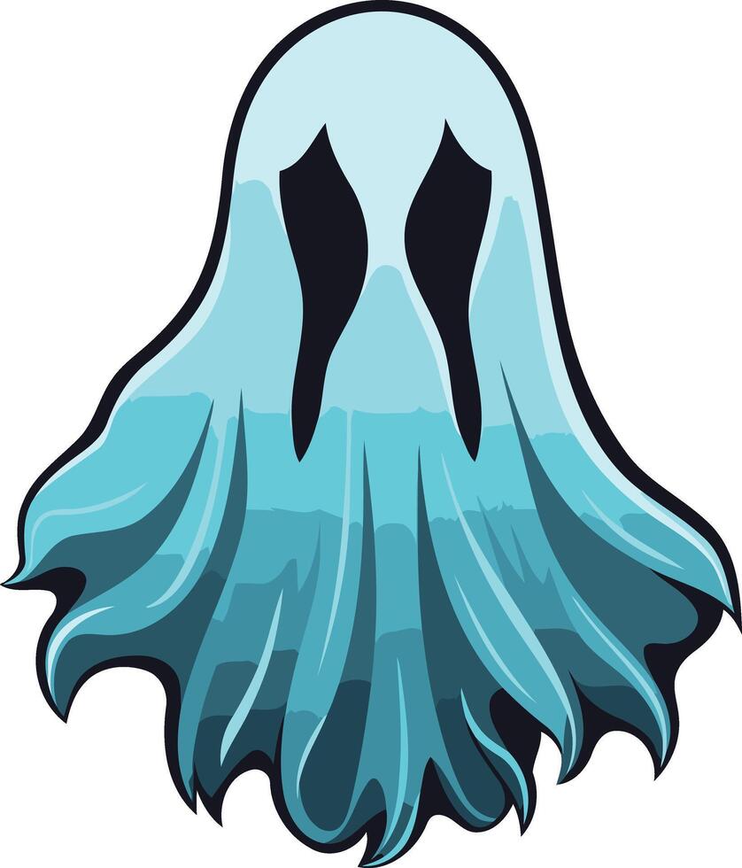 Blue Ghost Illustration with Wavy Edges vector