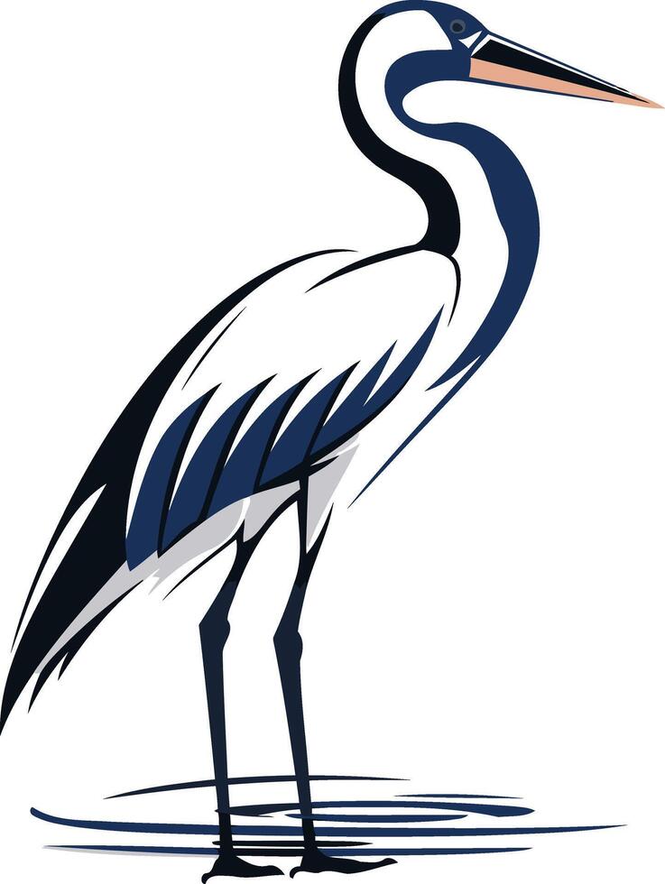 Stylized Blue Heron Standing in Water vector