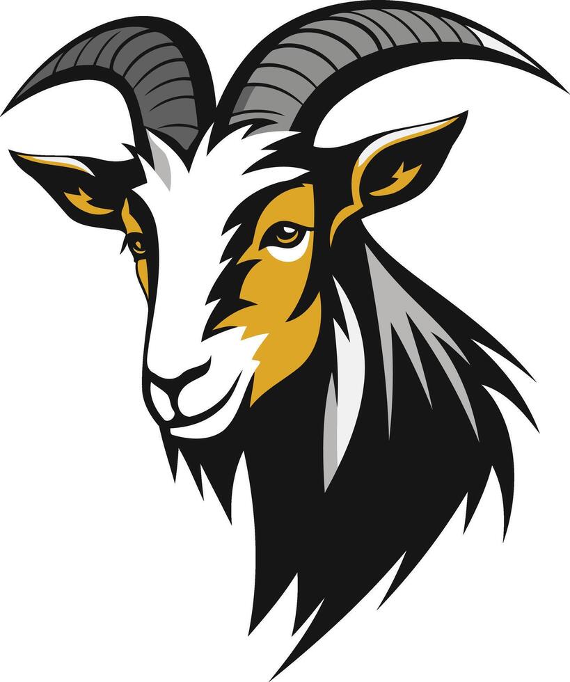 Goat Head Illustration with Detailed Horns vector
