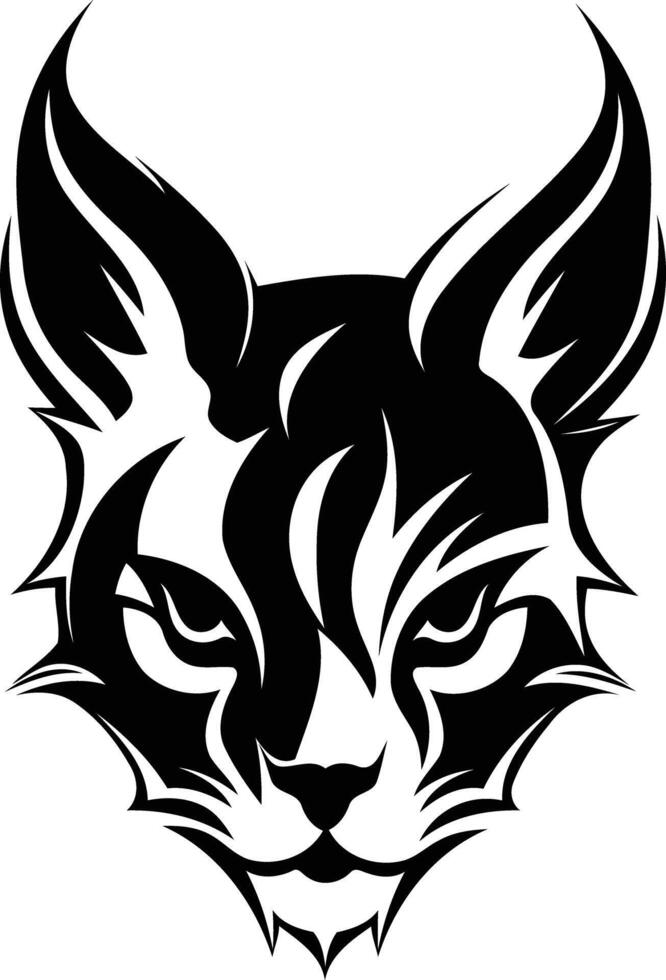 fierce-black-and-white-tribal-cat-head-tattoo-design-49270886-vector