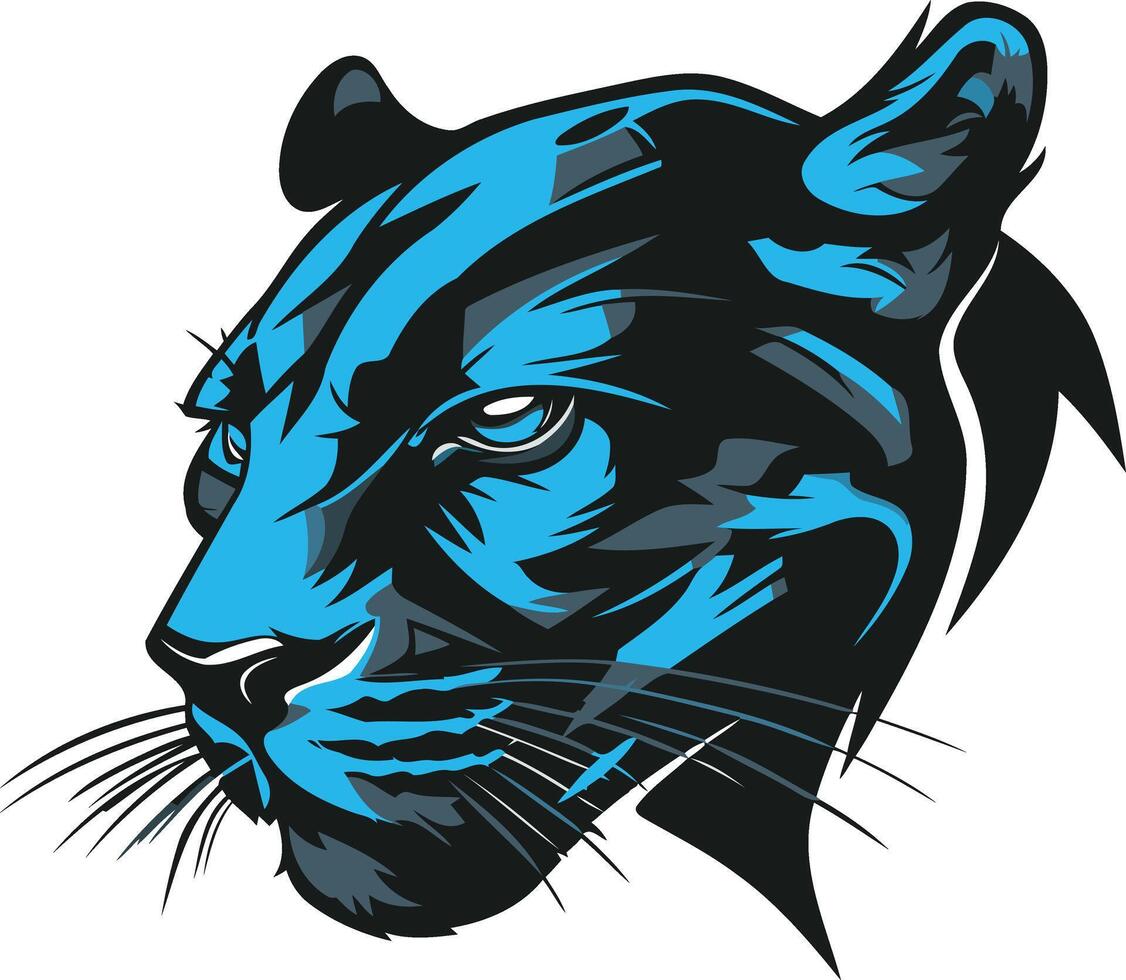 Blue Panther Head Illustration vector