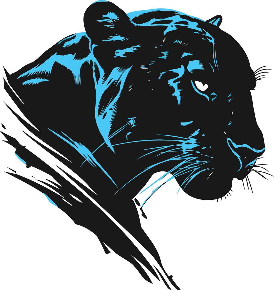 Black Panther Head with Blue Highlights vector