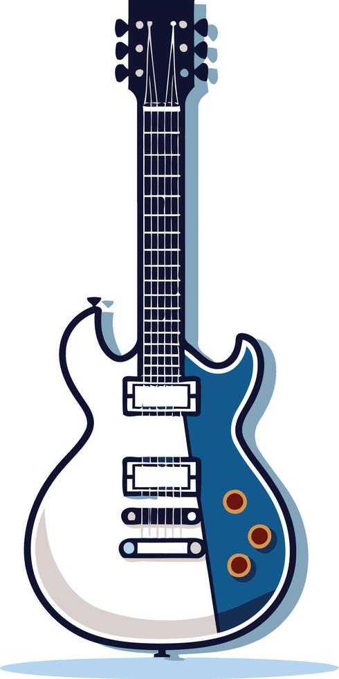 Electric Guitar Illustration in Blue and White vector