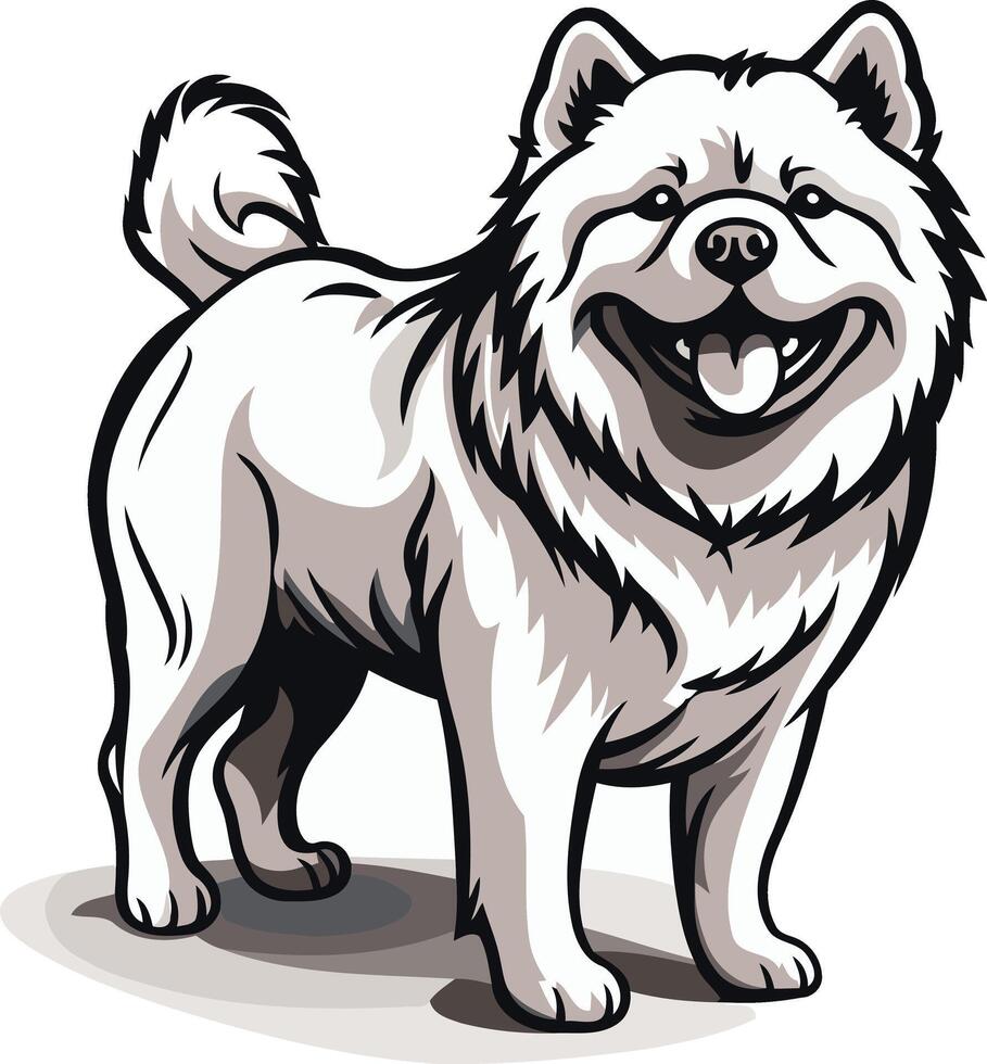 White Chow Chow Dog Illustration vector