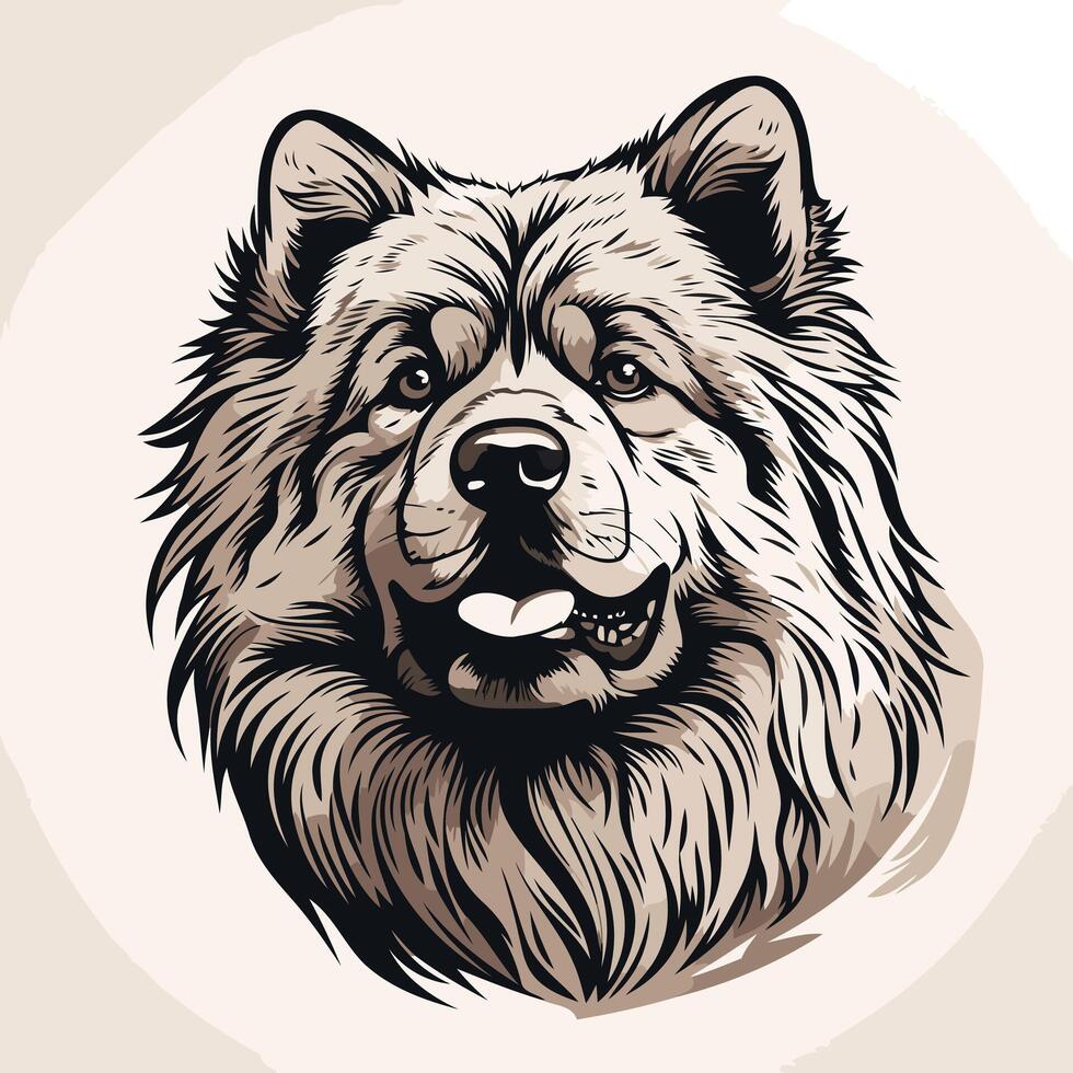 Portrait of a Friendly Chow Chow vector