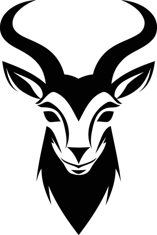 Stylish black and white illustration of an antelope's head, perfect for logo design, branding, and wildlife themes vector