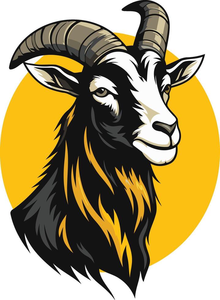 Portrait of a Black and White Goat vector