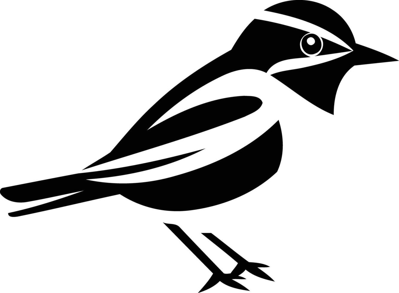 Simple, stylish black and white silhouette of a bird vector